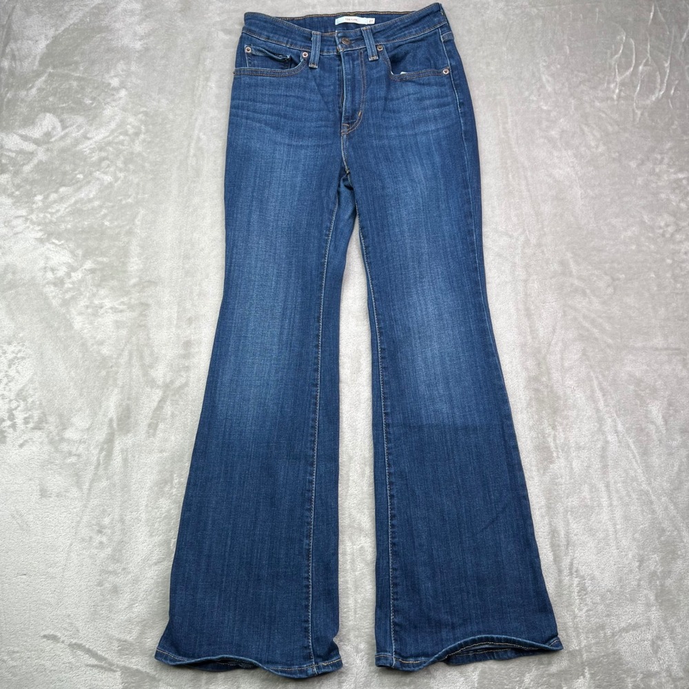 Levi's‎ 726 Flare Jeans Womens 27 Blue Dark Wash High Rise Stretch Western Denim